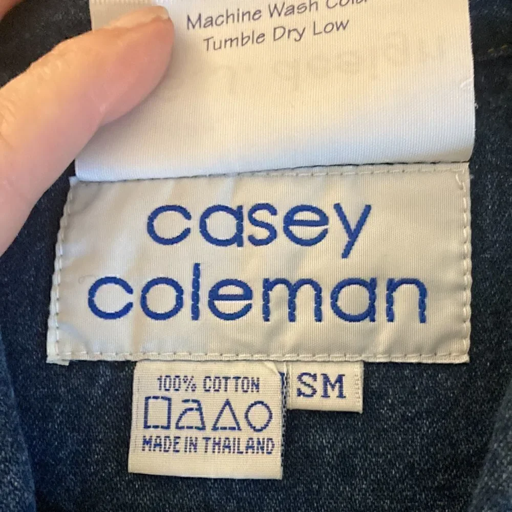 Casey Coleman NWOT Hand Painted Denim Barn Jacket in Dark Wash. Size S/M. - Picture 10 of 10